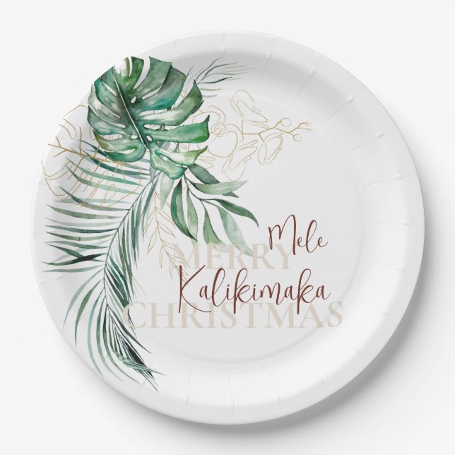 Botanische tropische Mele Kalikimaka | Benutzerdef Pappteller (Vorderseite)