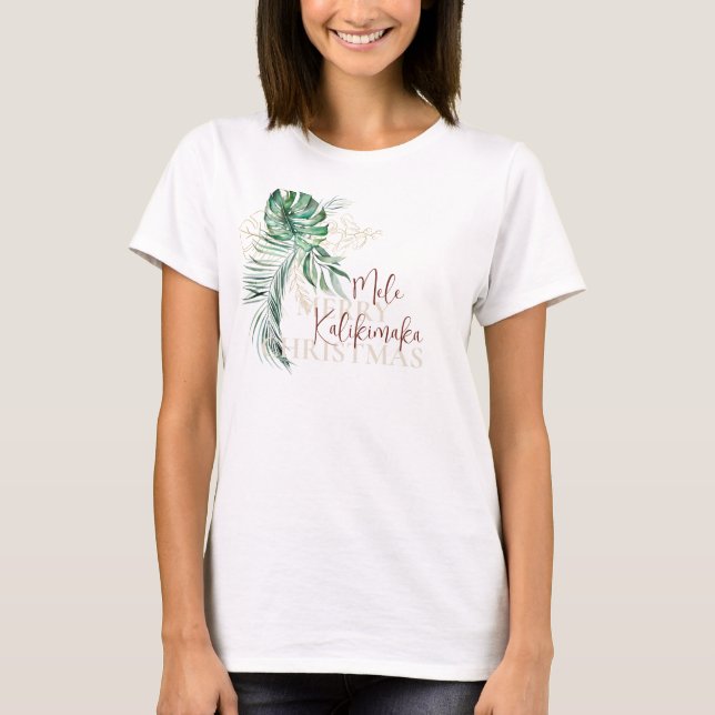 Botanische tropische Mele Kalikimaka T-Shirt (Vorderseite)