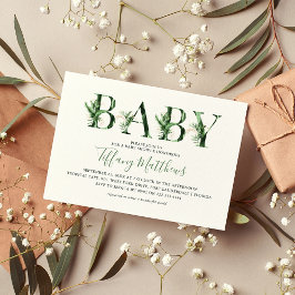 Botanische tropische Vegetation & Gold Baby Dusche Einladung