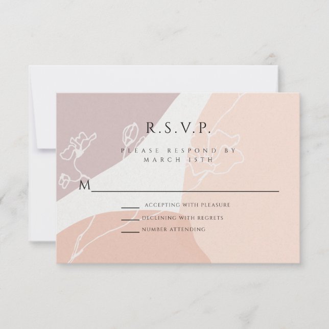 Botanische UAWG-Antwortkarte für moderne Blush Pea RSVP Karte (Vorderseite)