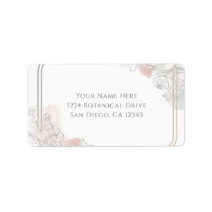 Botanische Umriss-Sage & Blush Florale Hochzeit  Adressaufkleber