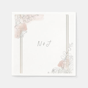Botanische Umriss-Salbei- und Rosé-Blumenhochzeit  Serviette