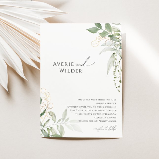 Botanische und goldene Hochzeit Einladung (Von Creator hochgeladen)