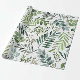 Botanische Vegetation Blätter Wasserfarbe  Geschenkpapier