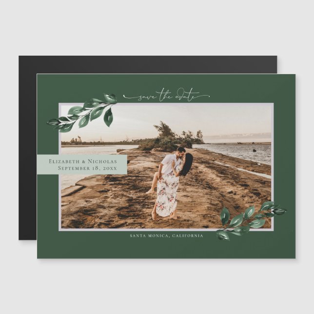 Botanische Vegetation | Foto Hochzeit speichern Si Magneteinladung (Vorne/Hinten)