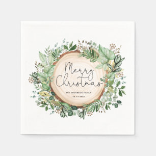 Botanische Vegetation Frohe Weihnachtsfeier Serviette