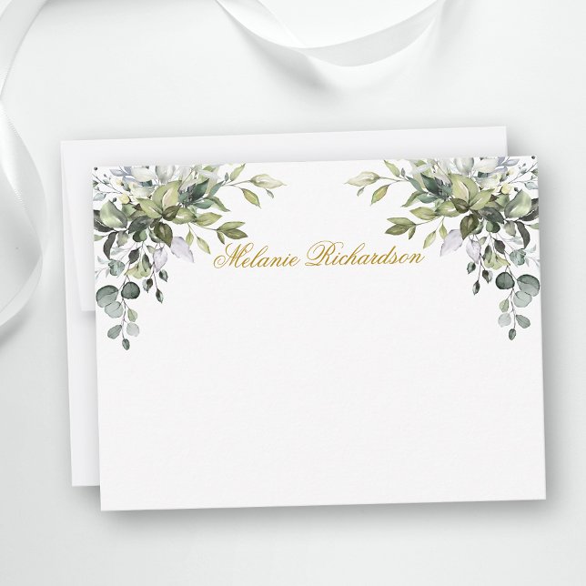 Botanische Vegetation Wasserfarbe Personalisiert Mitteilungskarte (Customize to change text size, color, style or to add more text to front or back of card.)