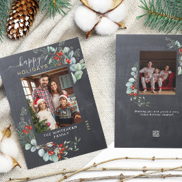 Botanische Vegetation Wasserfarbe Rustikale Halbpe Feiertagskarte