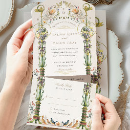 Botanische Viktorianische Bliss Hochzeit Perforier All In One Einladung