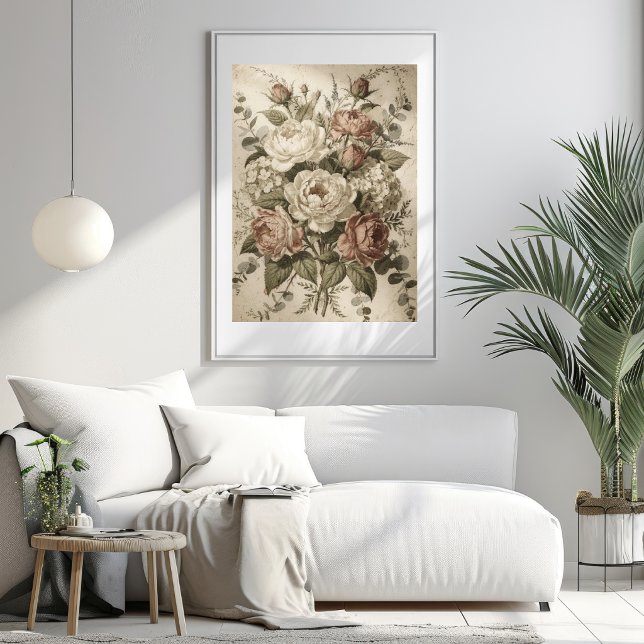 Botanische Vintage-Blumen  Poster (Botanical Vintage Flowers 1480 x 1480 px Mockup 1)