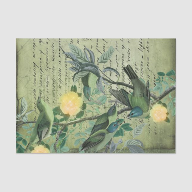 Botanische Vintage Grünwild Seidenpapier (Vorderseite)