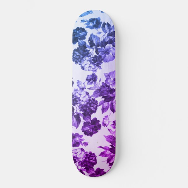 Botanische Vintage lila Gradienten Rose Skateboard (Vorderseite)