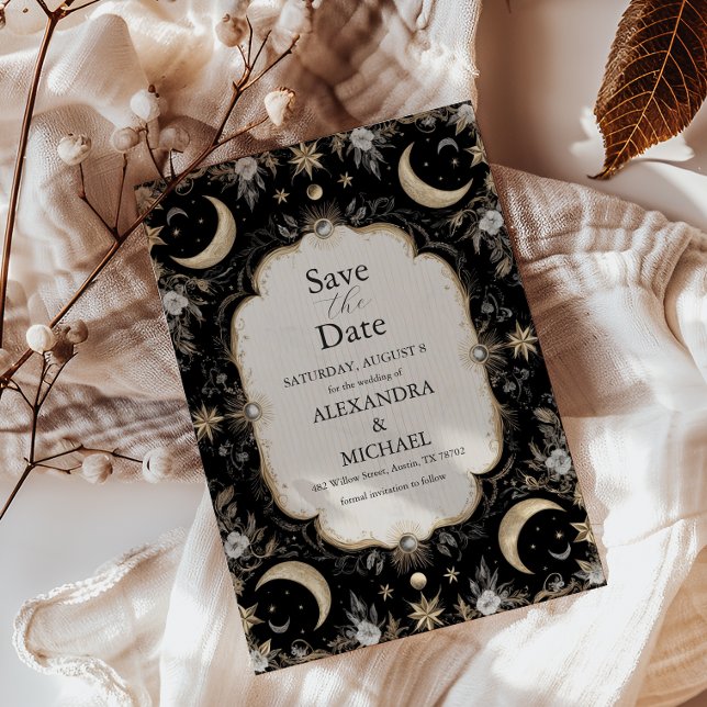 Botanische Vintage Mondsterne Hochzeit Save The Date (Von Creator hochgeladen)