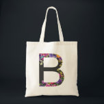 Botanische violette Blüten Letter B Monogramm Tragetasche<br><div class="desc">Botanische violette Blüten Letter B Monogram Tote Bag | Moderne und elegante Monogramm Totttasche mit Aquarellbildern von Blume mit kohlefarbenem Hintergrund. Diese botanische Totentasche ist ein personalisiertes Geschenk. Andere Buchstaben und Farben sind verfügbar.</div>
