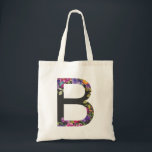 Botanische violette Blüten Letter B Monogramm Tragetasche<br><div class="desc">Botanische violette Blüten Letter B Monogram Tote Bag | Moderne und elegante Monogramm Totttasche mit Aquarellbildern von Blume mit kohlefarbenem Hintergrund. Diese botanische Totentasche ist ein personalisiertes Geschenk. Andere Buchstaben und Farben sind verfügbar.</div>