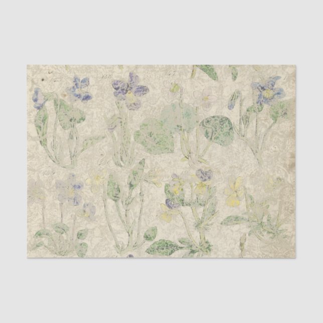 Botanische Violetten Pressierte Blume Vintag Seidenpapier (Vorderseite)