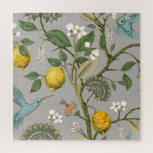 Botanische Vögel Blumen: Gezeichnete Vintage-Tapet
