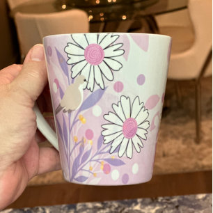 Botanische Vogel Blumen Natur Milchtasse