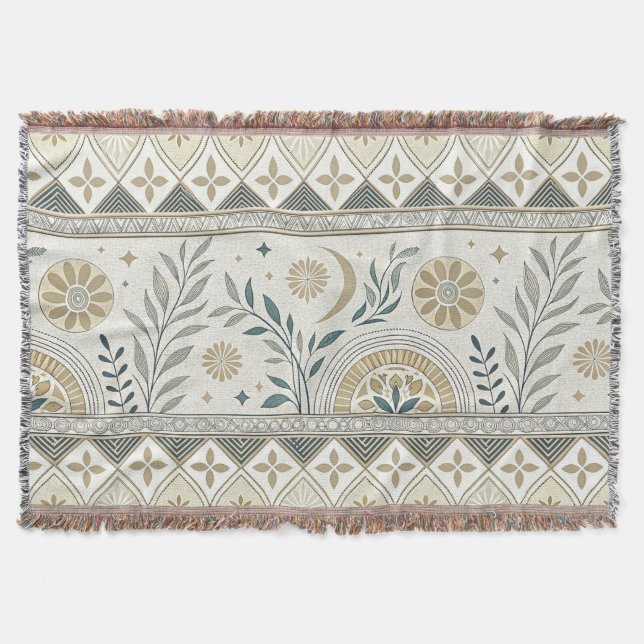 Botanische Volkskunst - nahtloses Muster Decke (Vorderseite)