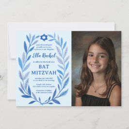 Botanische Wasserfarbe CUSTOM FOTO Bat Bar Mitzvah Einladung