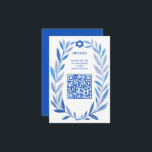 Botanische Wasserfarbe CUSTOM QR Bar Bat Mitzvah Begleitkarte<br><div class="desc">Perfekte ENCLOSURE-Karte, um eine Fledermausmitzvah, Bar mitzvah oder andere jüdische Feier anzukündigen! Handgezeichnete, zarte Blättertramkunst für Sie! Vollständig anpassbar! Klicken Sie auf "Personalisieren" oben, um den Text zu bearbeiten und Ihren Link zum QR-Code hinzuzufügen. Klicken Sie auf "Bearbeiten mit dem Designwerkzeug", um die Schriftart, Farben und Einstellungen anzupassen. Auch können...</div>