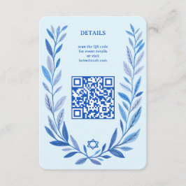 Botanische Wasserfarbe CUSTOM QR Bar Bat Mitzvah Begleitkarte