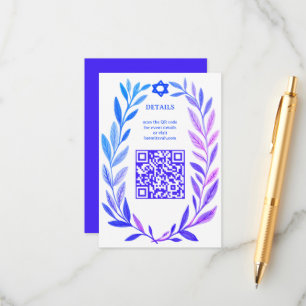 Botanische Wasserfarbe CUSTOM QR Bar Mitzwa Begleitkarte