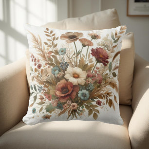 Botanische Wasserfarbe Erde Herbst Florenz Kissen