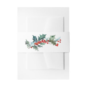 Botanische Wasserfarbe Holly Sprig Einladungsbanderole