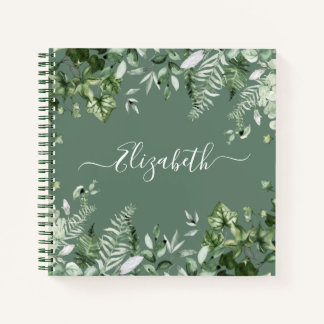 Botanische Wasserfarbe Ivy Ferns Sage Green Notizbuch