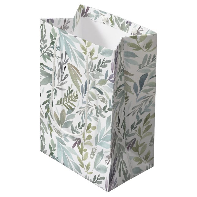 Botanische Wasserfarbe Mittlere Geschenktüte (Vorderseite Schrägansicht)