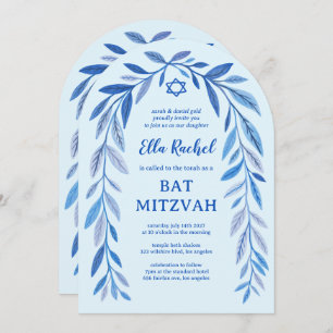 Botanische Wasserfarbe QR Code Bar Bat Mitzvah Arc Einladung