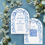 Botanische Wasserfarbe QR Code Bar Bat Mitzvah Arc Einladung<br><div class="desc">Perfekte Karte, um eine Fledermausmitzvah, Bar mitzvah oder andere jüdische Feier anzukündigen! Handgezeichnete, zarte Blättertramkunst für Sie! Vollständig anpassbar! Klicken Sie auf "Personalisieren" oben, um den Text zu bearbeiten und Ihren Link zum QR-Code hinzuzufügen. Klicken Sie auf "Bearbeiten mit dem Designwerkzeug", um die Schriftart, Farben und Einstellungen anzupassen. Löscht das...</div>