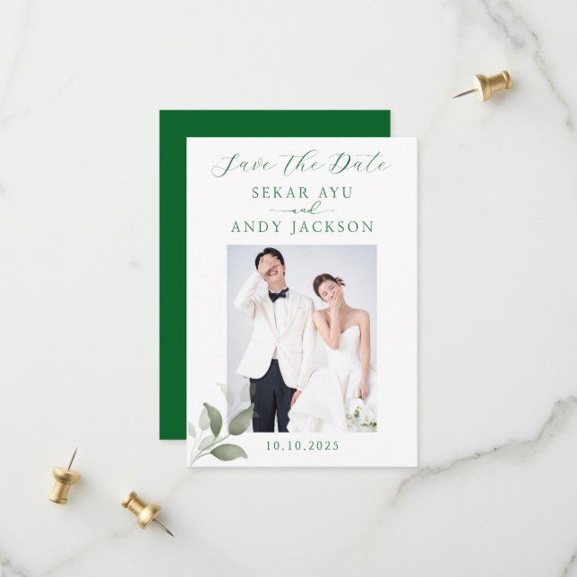Botanische Wasserfarbe Save The Date (Vorderseite/Rückseite Beispiel)