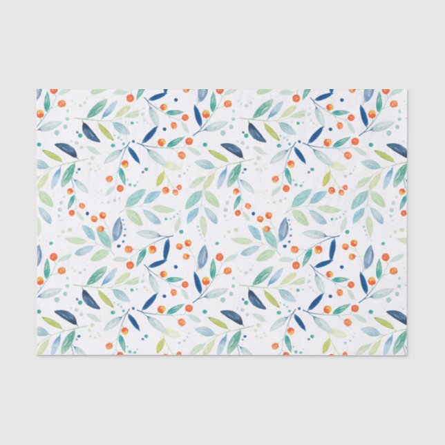 Botanische Wasserfarben Botanisches Muster Seidenpapier (Vorderseite)