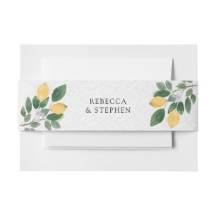 Botanische Wasserfarben Lemon & Greenery Hochzeit Einladungsbanderole