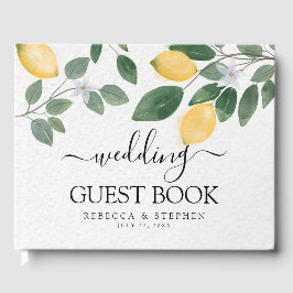 Botanische Wasserfarben Lemon & Greenery Hochzeit Gästebuch