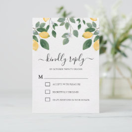 Botanische Wasserfarben Lemon & Greenery Hochzeit RSVP Karte