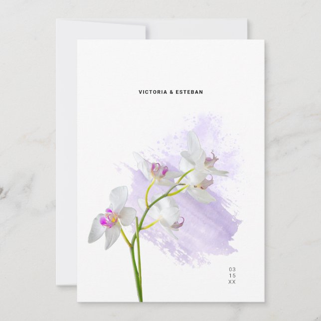 Botanische Wasserfarben Orchid Hochzeit Einladung (Vorderseite)