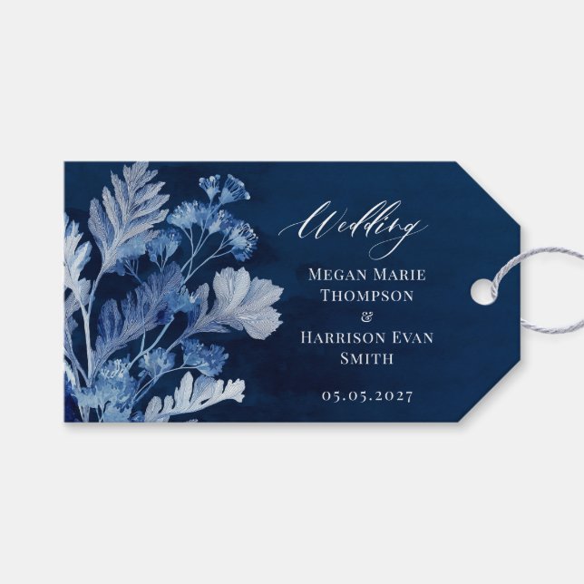 Botanische Wasserfarbenhochzeit Geschenkanhänger (Vorderseite (Horizontal))