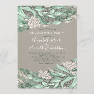 Botanische Watercolor Grüne Engagement Party Einladung
