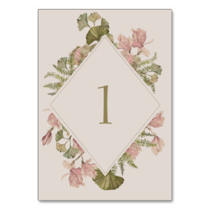 Botanische weiche warme Taupe-Hochzeit Floral & Tischnummer
