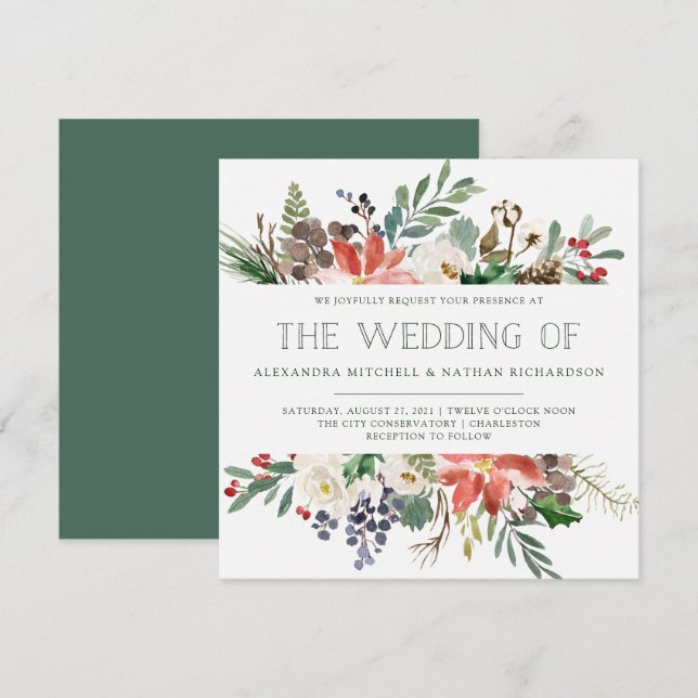 Botanische Weihnachten | Hochzeit Einladung (Vorne/Hinten)
