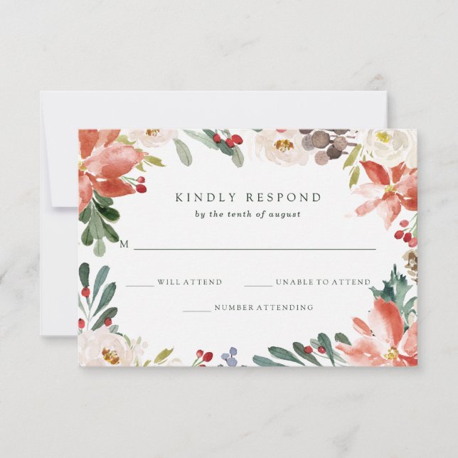 Botanische Weihnachten | Hochzeit mit Flora Einladung (Vorderseite)