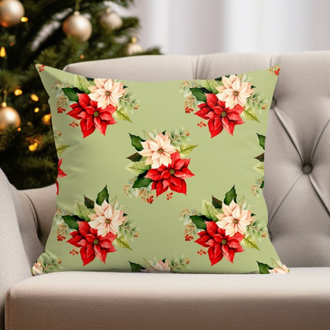 Botanische Weihnachtsmusik mit Poinsettia Kissen (poinsettia pillow perfect for christmas holiday decor)