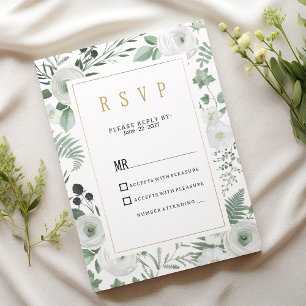 Botanische weiße Minzbeeren Blumen RSVP Einladung