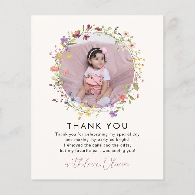 Botanische Wildblume 1. Geburtstag Party (Vorderseite)