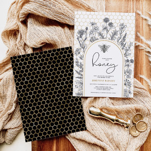 Botanische Wildblume Bee Honeycomb Brautparty Einladung