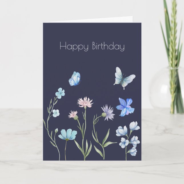 Botanische Wildblume Blume Boho Birthday Karte (Vorderseite)