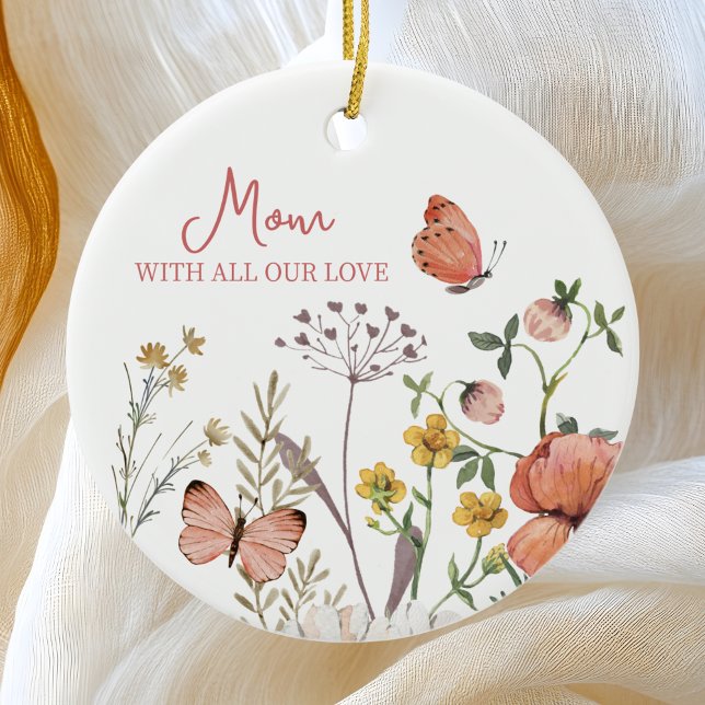 Botanische Wildblume Blume Boho Personalisiert Nam Keramik Ornament (Von Creator hochgeladen)